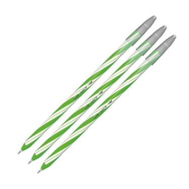 Imagem de Kit com 3 Canetas Gel Spiro Ponta 0.7mm Verde CiS Vibrante Escolar Cor Aluno Desenho Anotações