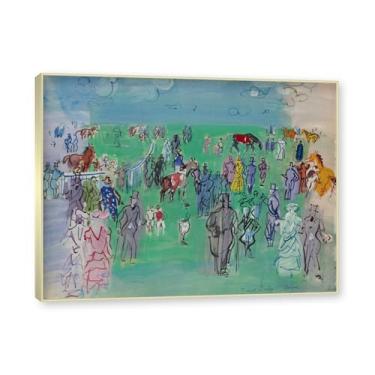 Imagem de NHLDZYH Moldura champanhe. Folhas impressionistas, (Paddock 2) de Raoul Dufy, reprodução de quadros, quadros de pinturas famosas, imagem murais quartos. 60x80cm