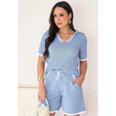 Imagem de Conjunto de tricot modal premium feminino moda vintage verão clássico-Feminino