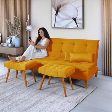 Imagem de Kit Sofa Cama Mobly Com 2 Banquetas Moderno Sala Quarto - Dcazza, Amar