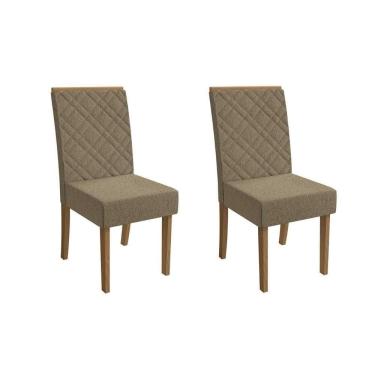 Imagem de Cadeira De Cozinha Gardênia 2cad149 Madeirado Kit 2 Un Canela-boucle Bege Fendi - Kappesberg