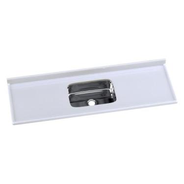 Imagem de Pia De Cozinha Mármore Sintético 160x55cm Com Cuba Aço Inox Multimóvei