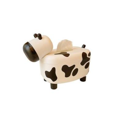 Imagem de Capa de lenços de plástico ABS com design fofo de vaca 18,5 x 12 x 13 