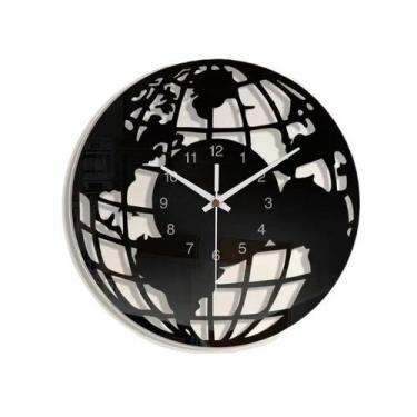 Imagem de Relógio de parede, mapa do mundo moderno, espelho acrílico redondo de 