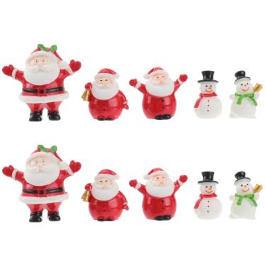 Imagem de 10 Pcs Mini Papai Noel Artesanato Boneco De Neve Estatuetas De Papai Noel Em Miniatura Enfeite De Resina De Natal Mini Estatuetas Pequeno Natal Escritório Árvore De Natal Modelo