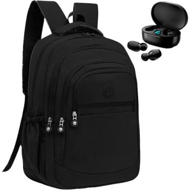 Imagem de Kit Mochila Feminina Escolar Grande Trabalho + Fone Bluetooth Sem Fio 