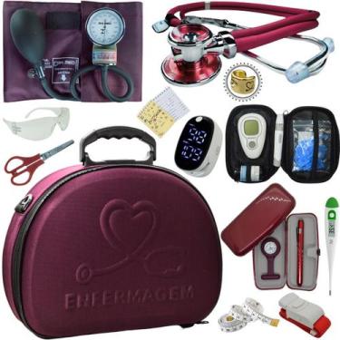 Imagem de Kit Enfermagem Maleta Super Luxo Completa Aparelho Esteto Estagio Medi