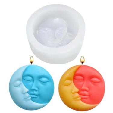 Imagem de 53Arts Moldes de silicone Sun Moon | Molde de sabonete facial de lua crescente para sabonetes caseiros, bombas de banho e velas | Moldes de arte artesanal para argila de polímero, fabricação de velas