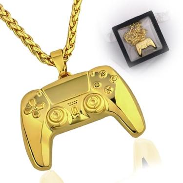 Imagem de Merouk Pingente de controle de jogo lced out, colar de corrente hip hop estilo legal para meninos, meninas, homens, mulheres e amigos, Standard, Zinco, Sem Pedra Preciosa