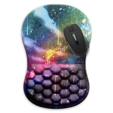 Imagem de WIRESTER Tapete de mouse ergonômico confortável, suporte de pulso, descanso de pulso, alívio da dor com design de massagem e base de poliuretano antiderrapante para acessórios de mesa de escritório em