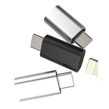 Imagem de Adaptador de carregamento Lightning fêmea para USB-C macho (pacote com 3) para iPhone 16 15 Pro Max para iPad Air4 10 para Apple compatível com conversor Samsung tipo C conector adaptador porta