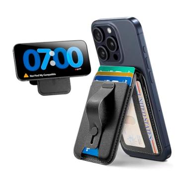 Imagem de Carteira Magnética M4g-S4fe Atualizada Com Suporte Ajustável E Porta Cartões Para 5 Documentos/Cartões, Grip Seguro Com Loop De Dedo, Compatível Com iPhone 16/15/14/13/12, Cor Preto