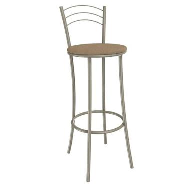 Imagem de Banqueta Kappesberg Petra, Nikel e Couro Marrom