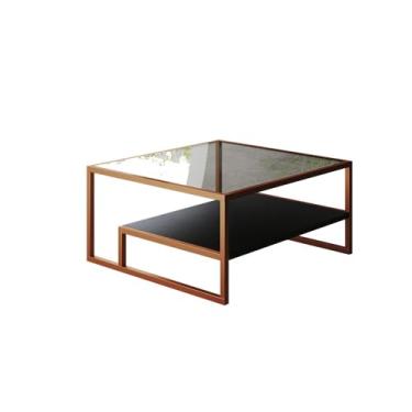 Imagem de Mesa De Centro Toledo Cobre Com Tampos Preto e Vidro