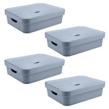 Imagem de Caixa Organizadora Ou Plastico 16L Cube Azul 04 Unidades