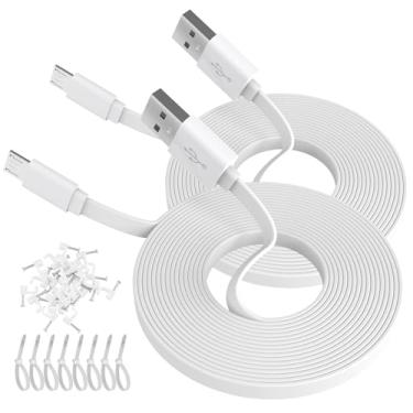 Imagem de ANLINK Cabo micro USB de 20 pés (2 unidades), cabo de carregamento micro USB plano para Blink Mini XT XT2 Outdoor 3ª geração, Wyze Cam V4 V3, OG, V3 Pro, Yi Cam, Nest Cam, fio de câmera de segurança à