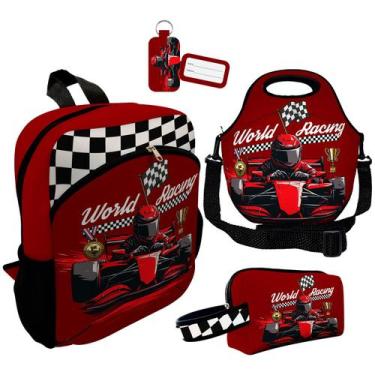 Imagem de Kit Mochila Escolar Infantil Lancheira Térmica Estojo Necessaire Plus 