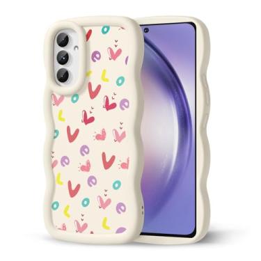 Imagem de CASBST Capa de telefone compatível com Galaxy A54 5G para mulheres e meninas, moldura ondulada encaracolada com estampa fofa, capa de telefone à prova de choque de silicone macio e estética para