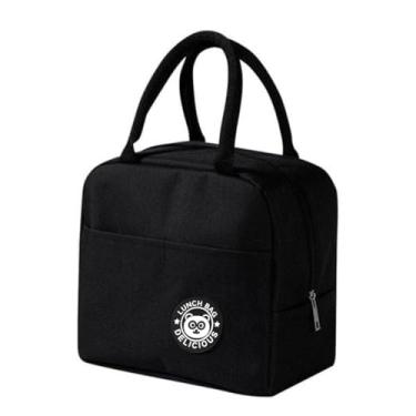 Imagem de Bolsa Térmica Lancheira com Alça Compacta Funcional para Uso no Trabalho Academia Escola Passeios e Viagens (Preto)