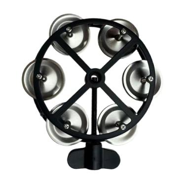 Imagem de Dynwave Pandeiro de chimbal montável com jingles de metal e partes rítmicas musicais para crianças e adultos, Prata Negra