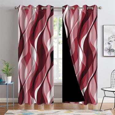Imagem de DORCEV Cortinas blackout com linhas vermelhas arte abstrata estética gradiente geométrica cortinas de janela com isolamento térmico escurecimento de quarto, tratamentos de janela, cortinas de cozinha
