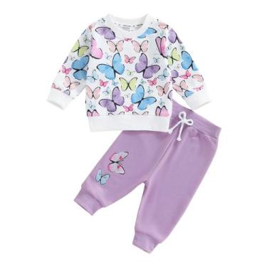Imagem de Outfit PUHHHAPIEY Baby Girl, moletom floral de outono e inverno, calça