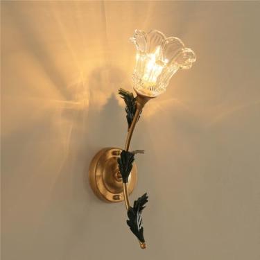 Imagem de Luminária de parede estilo pastoral americano, design francês criativo para sala de estar, quarto, corredor, casa de campo, com LED e formato de flor (CA 1 lâmpada à direita, 1 unidade)