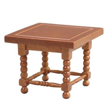 Imagem de Mobiliário de casa de bonecas em miniatura Mesa lateral quadrada de ma