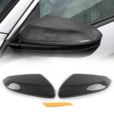 Imagem de KARTONMOTOR Capa de espelho capa de espelho retrovisor de fibra de carbono real para Honda Civic 2016-2021 capa de espelho lateral de substituição para espelho traseiro para 10ª geração Civic preto