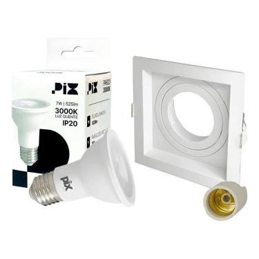 Imagem de Kit Spot Recuado Par20 Branco + Lâmpada Led 7W 3000K Pix