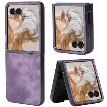 Imagem de Fourmor Capa protetora à prova de choque de couro PU vintage para Motorola Razr Ultra 2025 | Cobertura total | Design leve e antiimpressões digitais