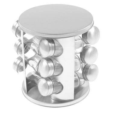 Imagem de Porta Condimento Vidro Giratório Tampa Inox Ideal Organizar