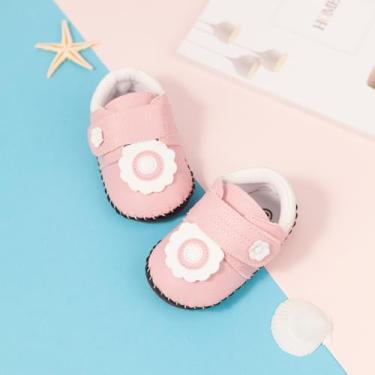 Imagem de Sapatos para bebês meninos e meninas primeiro andar tênis antiderrapante sola de borracha para berço com estampa fofa, Flor rosa, 12-18 Months Toddler