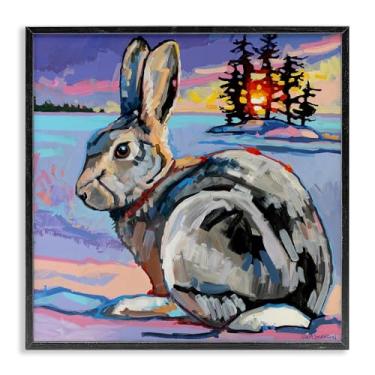 Imagem de Stupell Industries Arte giclée emoldurada preta Coelho Goliath Runaway, design por Adam Swanson, 12 x 12