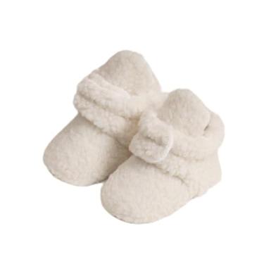 Imagem de Botas quentes de algodão para bebês recém-nascidos, meninas, meninos, primeiros andadores, meias macias, antiderrapantes no tornozelo, Branco, 12-18 Months Toddler