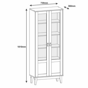 Imagem de Cristaleira Lyra 2 Portas C- Prateleiras Para Vinhos E Taças Cedro