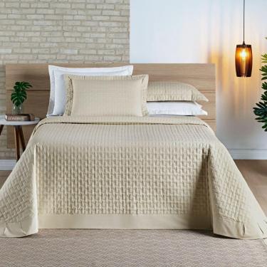 Imagem de Cobre Leito Casal Padrão Madri Percal 200 Fios 100% Algodão 3 Peças - Caqui