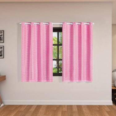 Imagem de Cortina Blackout Pvc Com Tecido Voil Xadrez 2,00 M X 1,40 M - Rosa