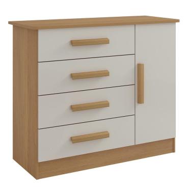 Imagem de Cômoda Firenze 4 Gavetas Com Sapateira 1 Porta D'doro Cinamomo Off White