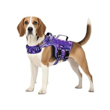 Imagem de Peitoral tático para cães de tamanho médio, resistente, sem puxão, com alça, fácil de colocar e tirar com sistema Molle, colete refletivo para animais de estimação para caminhadas, treinos