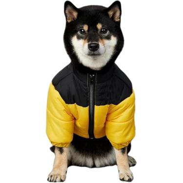 Imagem de Casaco quente de inverno para cães pequenos e médios gatos - Casaco espesso corta-vento roupas de inverno para clima frio dia de neve (amarelo, 3GG (Peito: 73 cm / Sugestão: 12,7-21 kg))