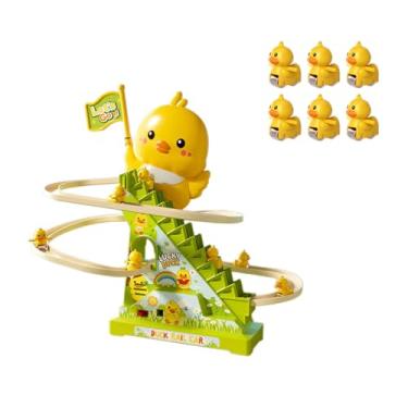 Imagem de JunZheHub Brinquedo Educativo de Patinhos com Escorregador, Montanha-Russa Criativa com Música para Crianças, Presente de Natal, 6 Patos