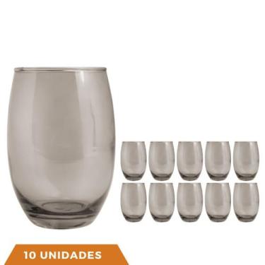 Imagem de Copo De Vidro 450ml Redondo Bellagio Cinza Luxo - 10 Unidades - PRATIC