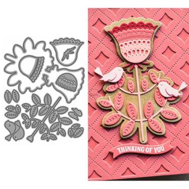 Imagem de DzIxY Morning Glory Bird matrizes de corte de metal para fazer cartões, conjunto de recortes de papel, estêncil, suprimentos, modelos de máquina