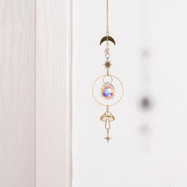 Imagem de Fajarshine Apanhadores de sol de cristal para janelas, enfeites pendurados com cogumelos e pingentes, apanhadores de luz arco-íris para decoração de jardim doméstico, presentes exclusivos para mãe