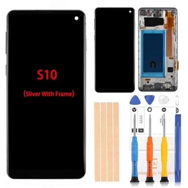 Imagem de Tela digitalizadora LCD TFT LCD Touch Assembly Display LCD de substituição para Samsung Galaxy S10 G970 G970A G970F G970P G970R4 T U V W 5,8 polegadas da BITANR (moldura prateada)