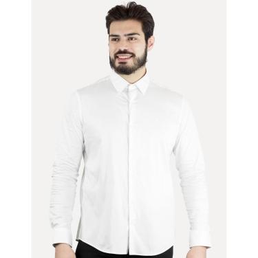 Imagem de Camisa Calvin Klein Masculina Slim Essential Basic Logo Branca-Masculino