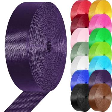 Imagem de Correias de nylon correias de nylon de 2,5 cm 3,8 cm, 3,3 10, 25, 50 metros, cintas para bolsas/cadeira de gramado/escalada ao ar livre artesanato DIY reparo de equipamentos (roxo, 3,8 cm x 50 jardas)
