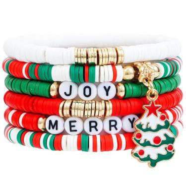 Imagem de WATASAA Pacote com 6 pulseiras de Natal para mulheres adolescentes | Presentes festivos para meninas, amigas, esposa | Acessórios de festa de Natal para roupas de Natal 2026, One Size, Plástico