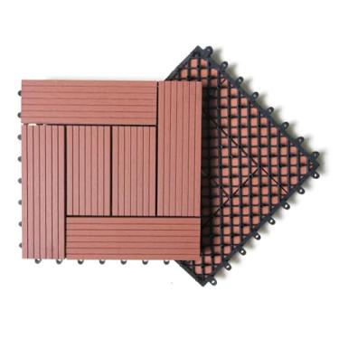 Imagem de Azulejos de deck interligados 30 x 30 cm, piso externo, azulejos de madeira de acácia, piso de pátio à prova d'água para varanda e quintal, uso interno e externo H 11 peças